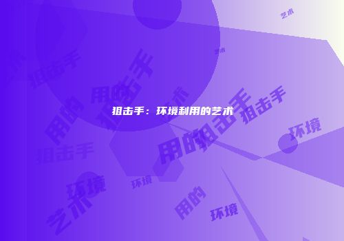 狙击手：环境利用的艺术