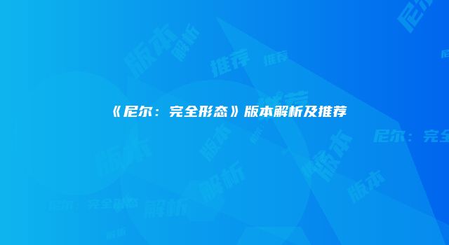 《尼尔：完全形态》版本解析及推荐