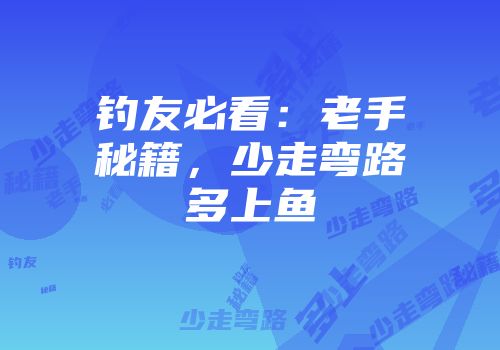 钓友必看：老手秘籍，少走弯路多上鱼