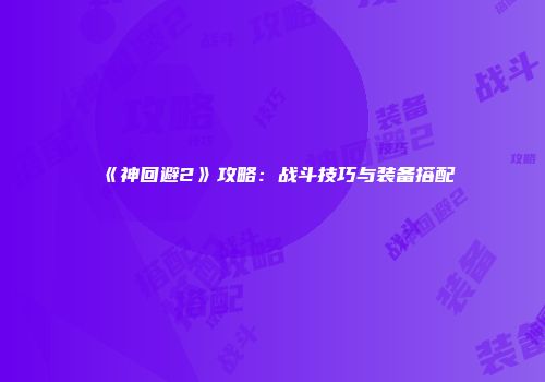 《神回避2》攻略：战斗技巧与装备搭配