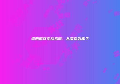 贵阳麻将实战指南：从菜鸟到高手