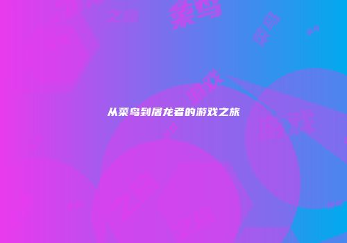 从菜鸟到屠龙者的游戏之旅
