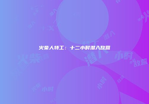 火柴人特工：十二小时潜入敌营