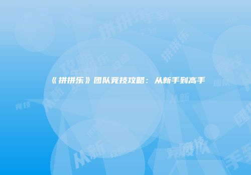 《拼拼乐》团队竞技攻略：从新手到高手