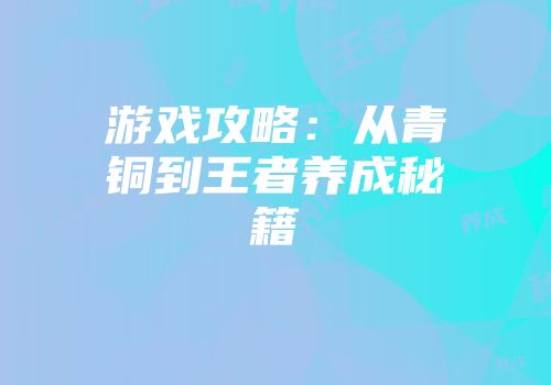 游戏攻略：从青铜到王者养成秘籍