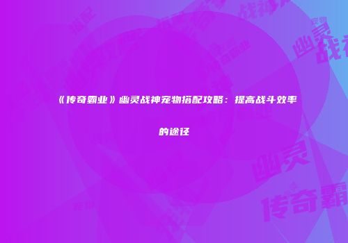 《传奇霸业》幽灵战神宠物搭配攻略：提高战斗效率的途径