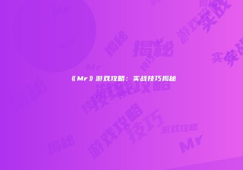 《Mr》游戏攻略：实战技巧揭秘