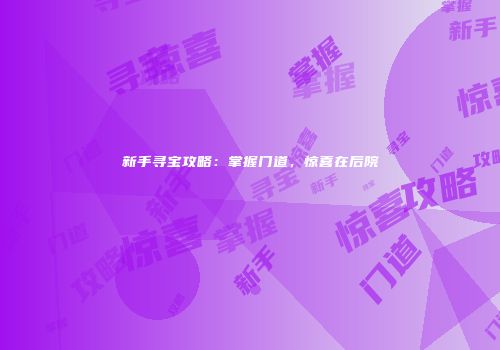 新手寻宝攻略：掌握门道，惊喜在后院