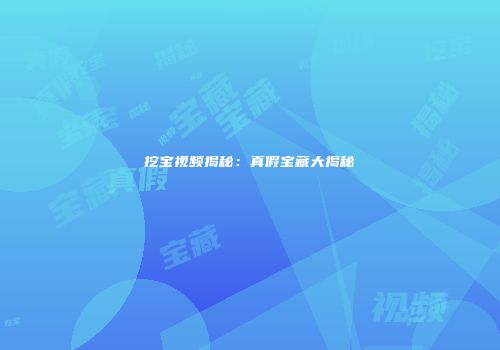 挖宝视频揭秘：真假宝藏大揭秘