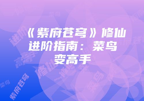 《紫府苍穹》修仙进阶指南：菜鸟变高手