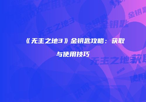 《无主之地3》金钥匙攻略：获取与使用技巧