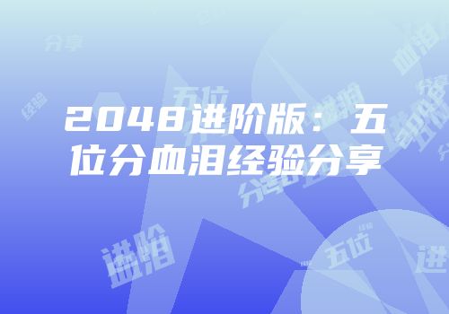2048进阶版：五位分血泪经验分享