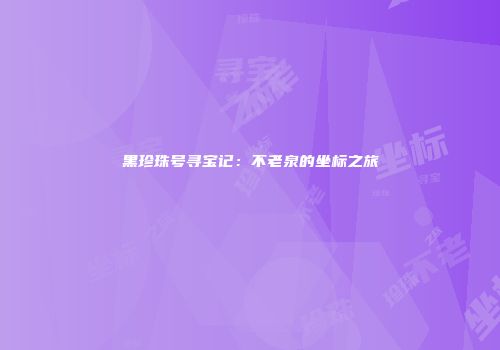 黑珍珠号寻宝记:不老泉的坐标之旅