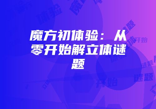 魔方初体验：从零开始解立体谜题