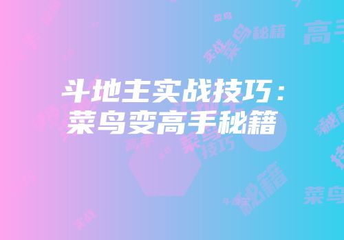 斗地主实战技巧：菜鸟变高手秘籍