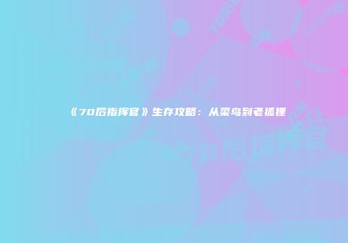 《70后指挥官》生存攻略：从菜鸟到老狐狸