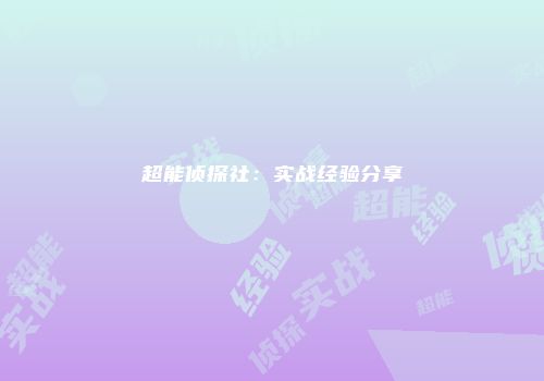 超能侦探社：实战经验分享