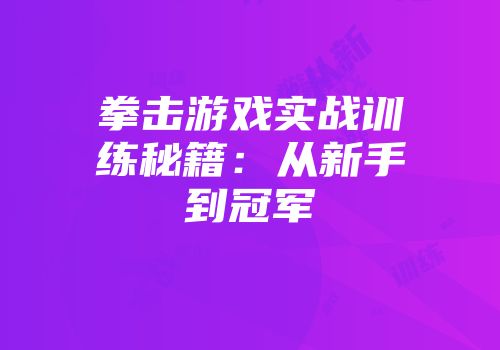 拳击游戏实战训练秘籍：从新手到冠军