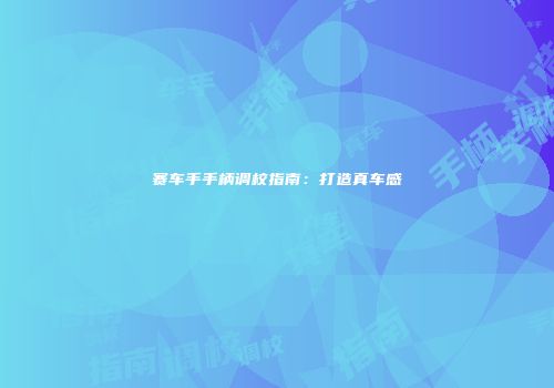 赛车手手柄调校指南：打造真车感