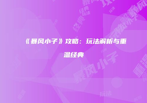 《暴风小子》攻略：玩法解析与重温经典