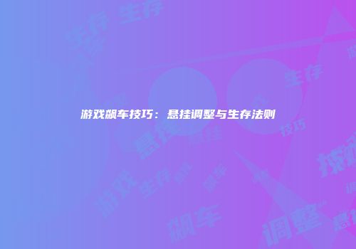游戏飙车技巧：悬挂调整与生存法则