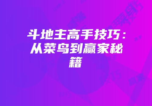 斗地主高手技巧：从菜鸟到赢家秘籍