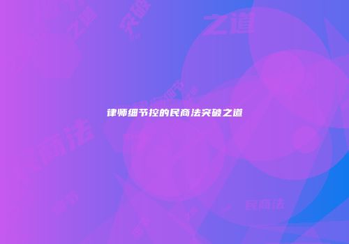 律师细节控的民商法突破之道