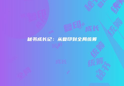 秘书成长记：从复印到全局统筹