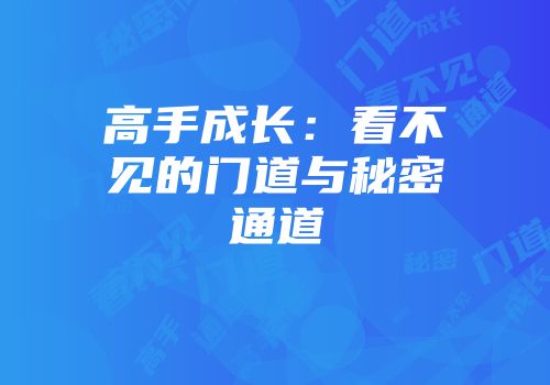 高手成长：看不见的门道与秘密通道