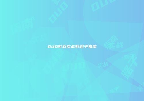 OUO游戏实战野路子指南
