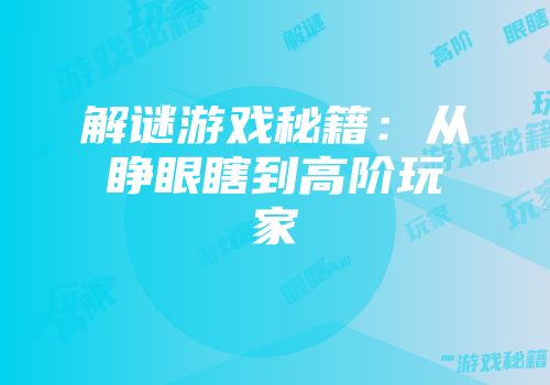 解谜游戏秘籍：从睁眼瞎到高阶玩家