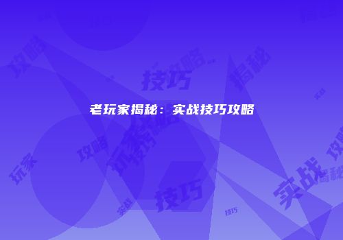 老玩家揭秘：实战技巧攻略