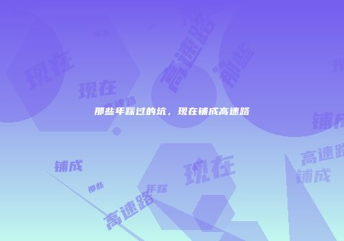 那些年踩过的坑，现在铺成高速路