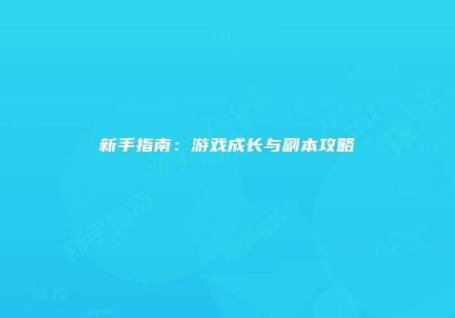 新手指南：游戏成长与副本攻略