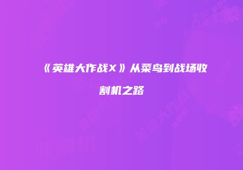 《英雄大作战X》从菜鸟到战场收割机之路