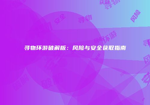 寻物环游破解版：风险与安全获取指南