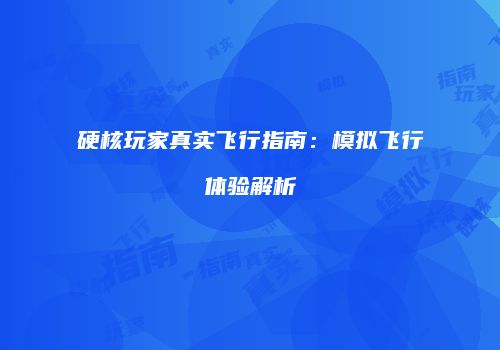 硬核玩家真实飞行指南：模拟飞行体验解析