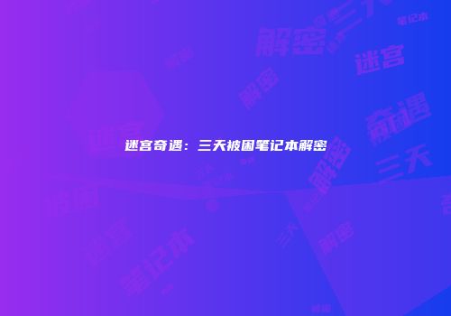 迷宫奇遇：三天被困笔记本解密