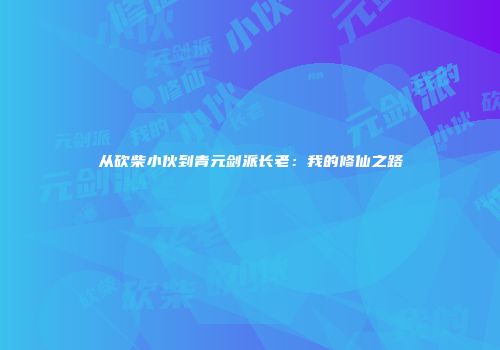 从砍柴小伙到青元剑派长老：我的修仙之路